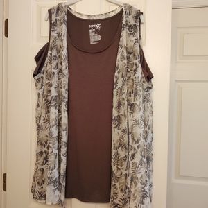 Terra & Sky cold shoulder tank & duster